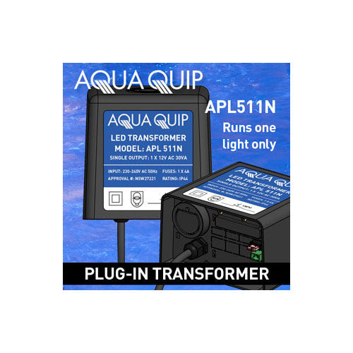 Aquaquip Transformer 12Volt 1 x 30Va (plug in) - Poolshop.com.au Aquaquip Transformer 12Volt 1 x 30Va (plug in) - Poolshop.com.au